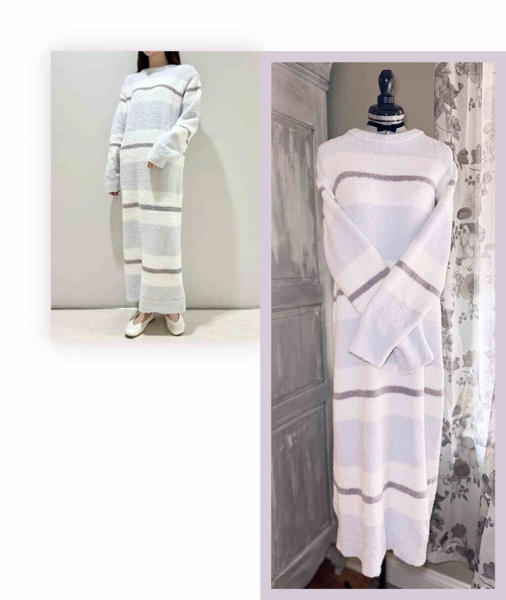 Gelato Pique Blue Powder Border Dress Soft Cozy Shoujo Girl Pajamas Loungewear
